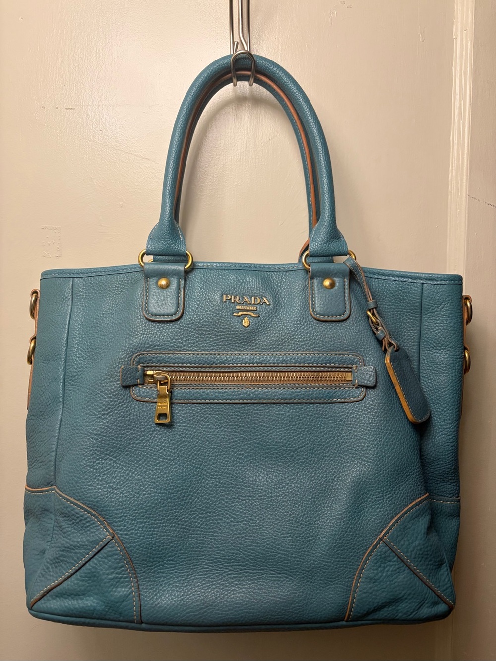 Prada Vitello Daino Zip Pocket Tote